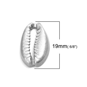 PS110208252 PAX 5 pendentifs breloque Coquillage Cauri Argent Paillette style Emaille résine sur metal 