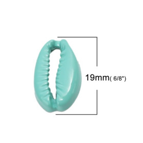 PS110208257 PAX 5 pendentifs breloque Coquillage Cauri Emaille résine sur metal 