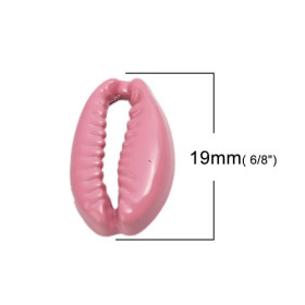 PS110208250 PAX 5 pendentifs breloque Coquillage Cauri Emaille résine sur metal 