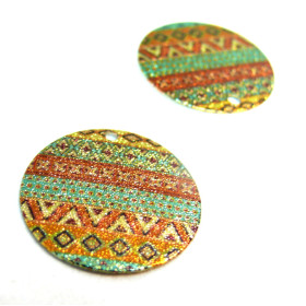 Pendentifs Breloques Stardust Ronde 20mm Géométrique Doré