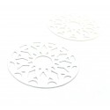 AE114464 PAX de 2 Estampes pendentif filigrane Mandala 33mm Blanc