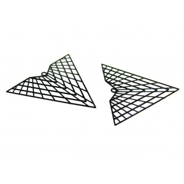 Estampes pendentif filigrane Triangle 35 par 40mm Noir
