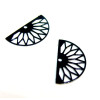 Estampes pendentif filigrane demi cercle Eventail Noir 10 par 19mm