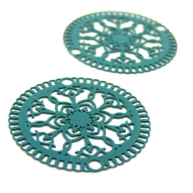Estampes pendentif filigrane filigrane Mandala 23mm  Bleu Canard