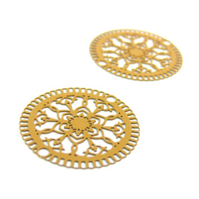 AE114293 PAX de 4 Estampes pendentif filigrane filigrane Mandala 23mm Or Rose