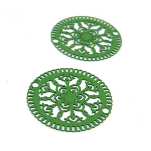 Estampes pendentif connecteur filigrane Mandala 23mm  Vert