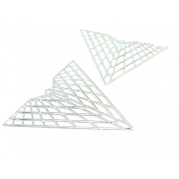 Estampes pendentif filigrane Triangle 35 par 40mm Argent Vif
