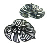 Estampes connecteur filigrane Feuille Montsera 32mm Noir