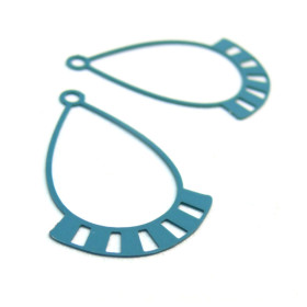 AE119384 Lot de 4 Estampes pendentif filigrane Goutte geometrique Bleu Roi