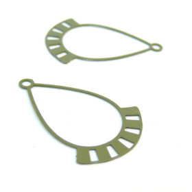 AE119384 Lot de 4 Estampes pendentif filigrane Goutte geometrique Beige