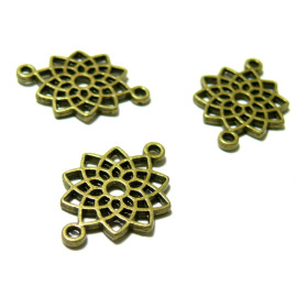 PS110134509 PAX 10 pendentifs connecteur Fleur Ovale Vintage mÃ©tal couleur Bronze