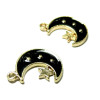 Breloques pendentif émaillés Lune et Etoile Noire