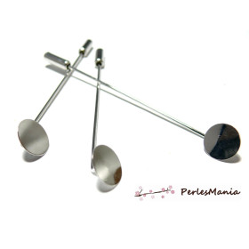 Broches FIBULE metal couleur Argent Platine plateau plat 8mm
