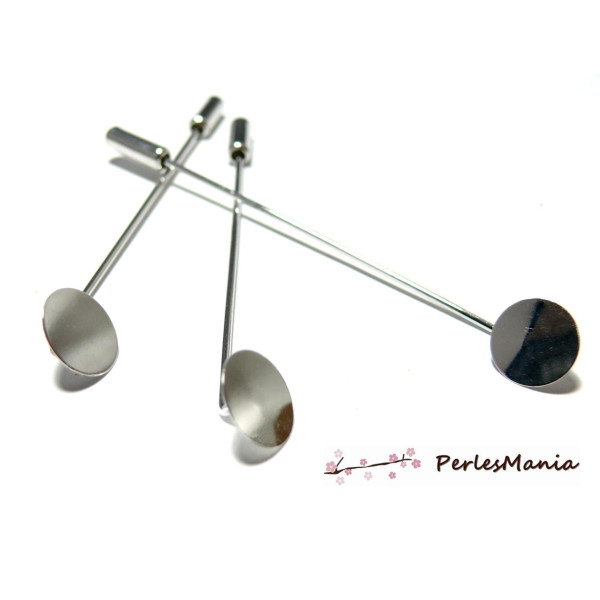 Broches FIBULE metal couleur Argent Platine plateau plat 8mm