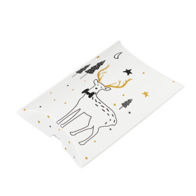 PS110212933 PAX 5 Emballage carton, Emballage Cadeau, berlingots 14cm x9.4cm Rennes de Noel, Christmas