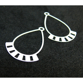 AE119384 Lot de 4 Estampes pendentif filigrane Goutte geometrique Blanc