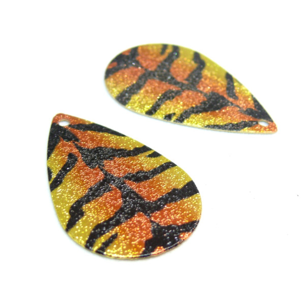 Pendentifs, breloques stardust Goutte 28mm, Tigre Doré