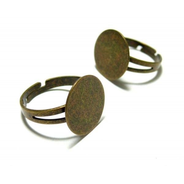 supports de bague plateau lisse anneau double 12mm Laiton couleur Bronze