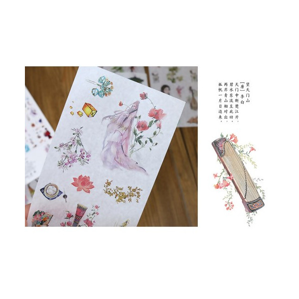PS11006600 PAX 1 set de 6 planches de stickers Japonisant pour customisation et scrapbooking