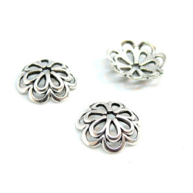 Coupelles Coquille Dentelle 14mm – Métal Argent Antique