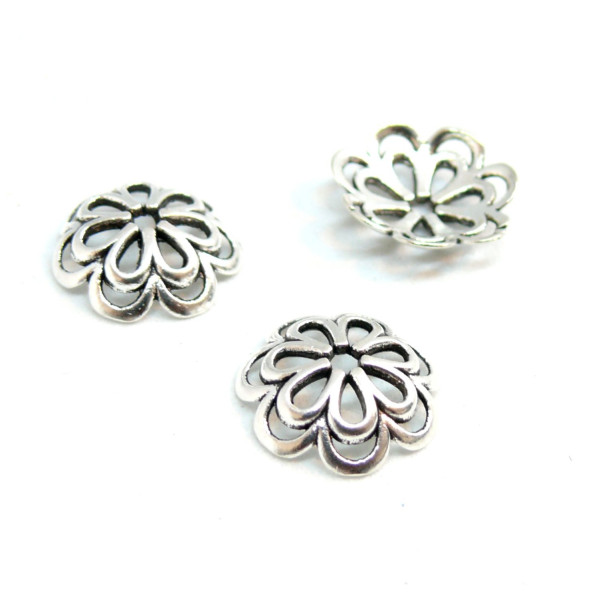 Coupelles Coquille Dentelle 14mm – Métal Argent Antique