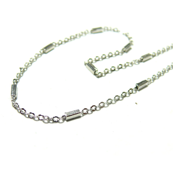 Chaine maille Forçat Fine et rectangle metal couleur Argent Vif 2,2 par 1,6mm Qualité Cuivre