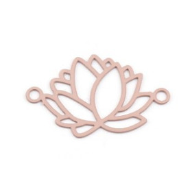 Estampes pendentif connecteur filigrane Fleur de lotus 23mm métal Vieux Rose