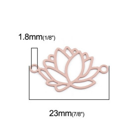 Estampes pendentif connecteur filigrane Fleur de lotus 23mm métal Vieux Rose
