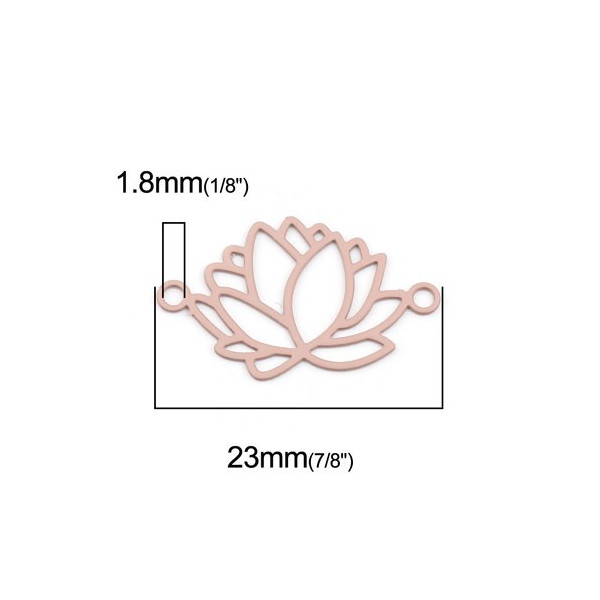 Estampes pendentif connecteur filigrane Fleur de lotus 23mm métal Vieux Rose