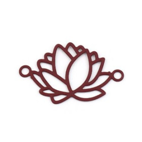 Estampes pendentif connecteur filigrane Fleur de lotus 23mm métal Bordeaux