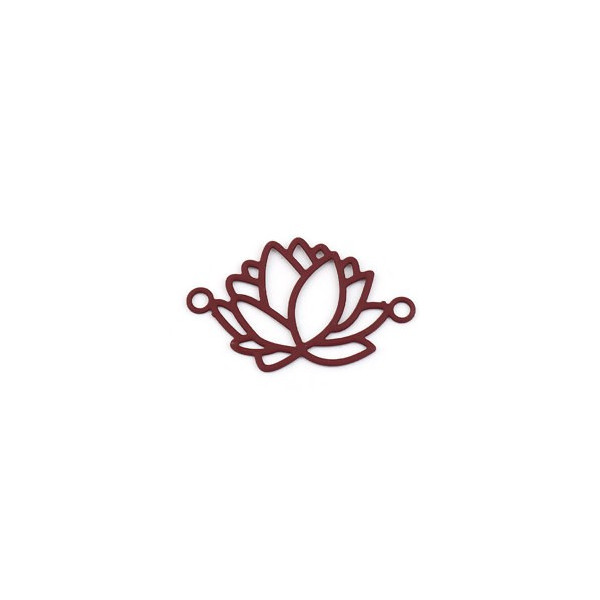 Estampes pendentif connecteur filigrane Fleur de lotus 23mm métal Bordeaux