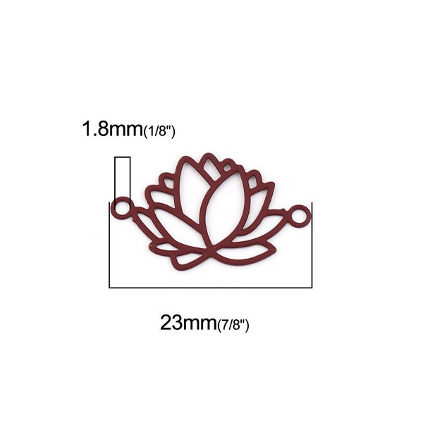 Estampes pendentif connecteur filigrane Fleur de lotus 23mm métal Bordeaux