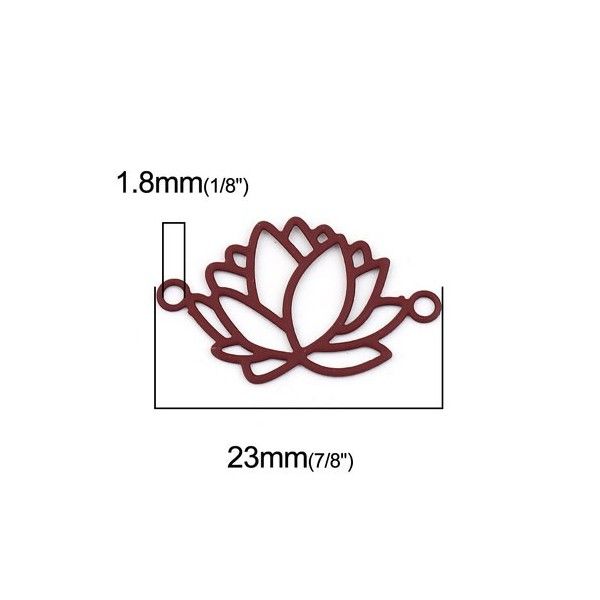S11216307 PAX de 10 Estampes pendentif connecteur filigrane Fleur de lotus 23mm métal couleur Bordeaux