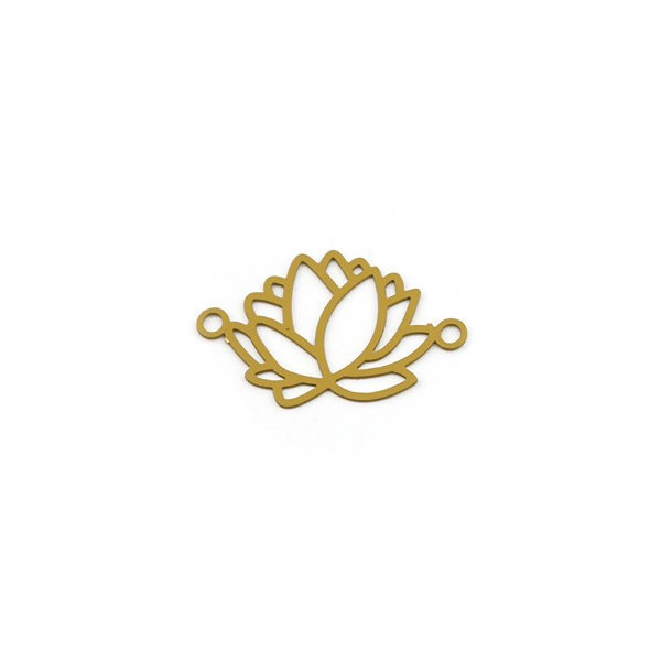 Estampes pendentif connecteur filigrane Fleur de lotus 23mm métal couleur Moutarde