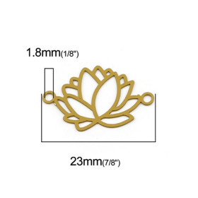Estampes Pendentif Connecteur Filigrane Fleur de Lotus 23mm – Métal Couleur Moutarde