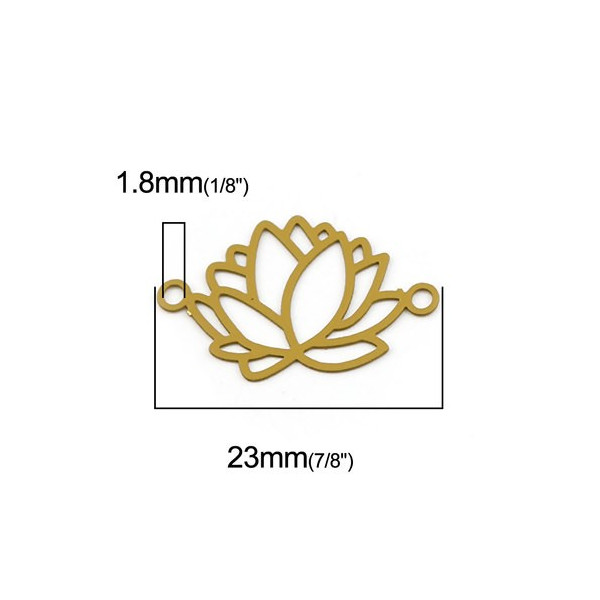 Estampes Pendentif Connecteur Filigrane Fleur de Lotus 23mm – Métal Couleur Moutarde
