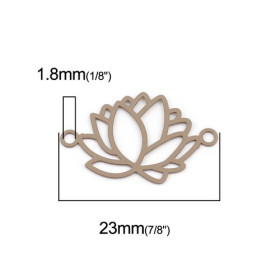 Estampes Pendentif Connecteur Filigrane Fleur de Lotus 23mm Métal Taupe