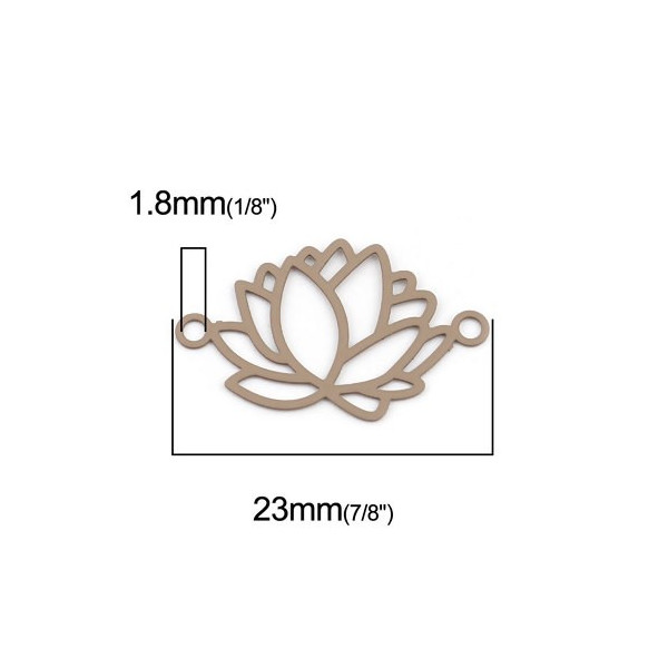 Estampes Pendentif Connecteur Filigrane Fleur de Lotus 23mm Métal Taupe