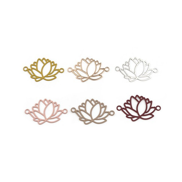 Estampes Pendentif Connecteur Filigrane Fleur de Lotus 23mm Métal Taupe