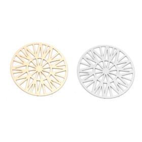 PS110200102 PAX de 5 Estampes pendentif connecteur filigrane Geométrique 25mm métal couleur Argent Platine