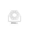 PS110200098 PAX de 5 Estampes pendentif connecteur filigrane Hexagone 24mm métal couleur Argent Platine