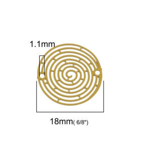 PS110204939 PAX de 10 Estampes pendentif connecteur filigrane Spirale 18mm métal couleur Moutarde