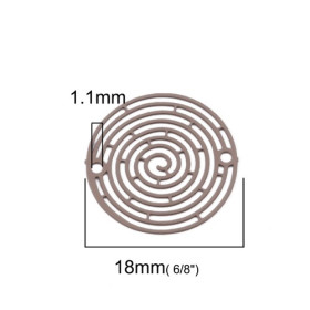 PS110204937 PAX de 10 Estampes pendentif connecteur filigrane Spirale 18mm métal couleur Taupe