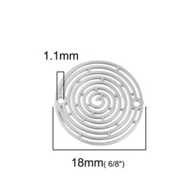 Estampes pendentif connecteur filigrane Spirale 18mm métal couleur Argent Platine