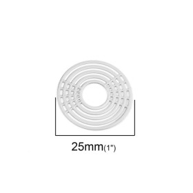 PS110200100 PAX de 5 Estampes pendentif connecteur filigrane Geométrique 25mm métal couleur Argent Platine