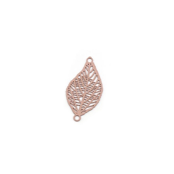 Estampes pendentif connecteur filigrane feuille 19mm métal couleur Argent Platine