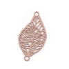 Estampes pendentif connecteur filigrane feuille 19mm métal couleur Argent Platine