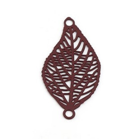 Estampes pendentif connecteur filigrane feuille 28mm métal couleur Vieux rose