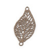 Estampes pendentif connecteur filigrane feuille 28mm métal couleur Bordeaux
