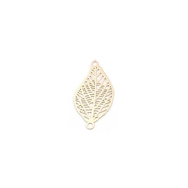 Estampes pendentif connecteur filigrane feuille 28mm métal couleur Taupe